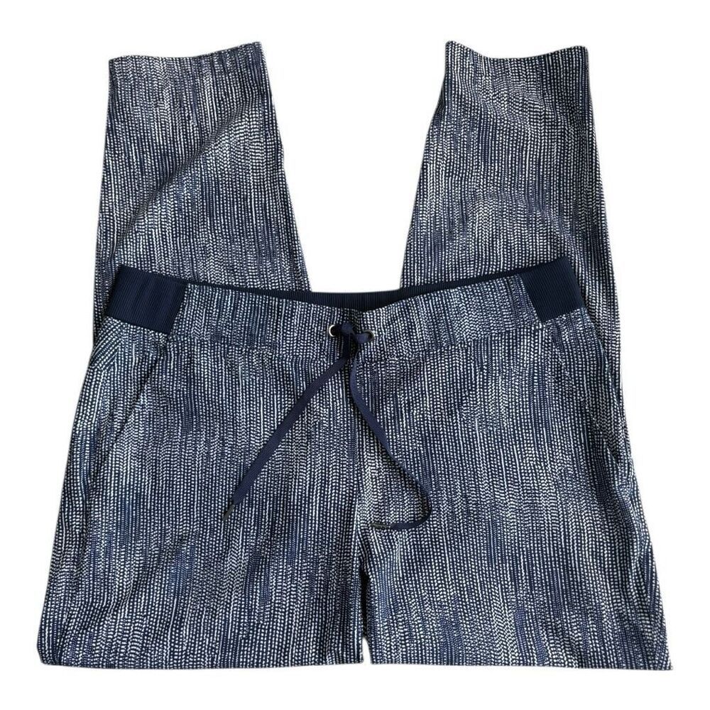 Athleta Batik Midtown Visit Blue Spot Ankle Pants Joggers Blue & White Size 12